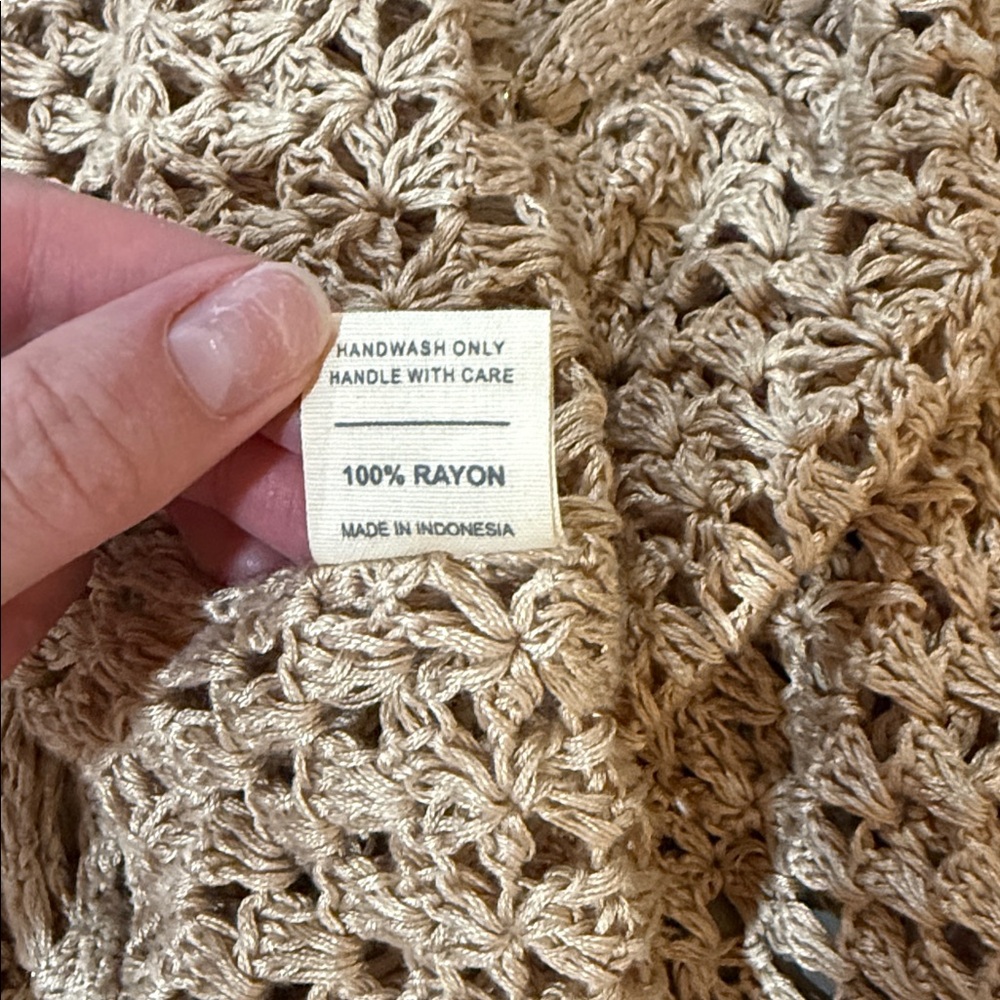 Beige Crochet Knit dress by Flook size medium - Picture 6 of 7